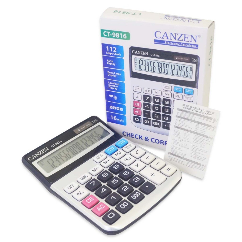

Kalkulator Canzen CT-9816 Desktop Calculator Mirip Citizen 16 Digit
