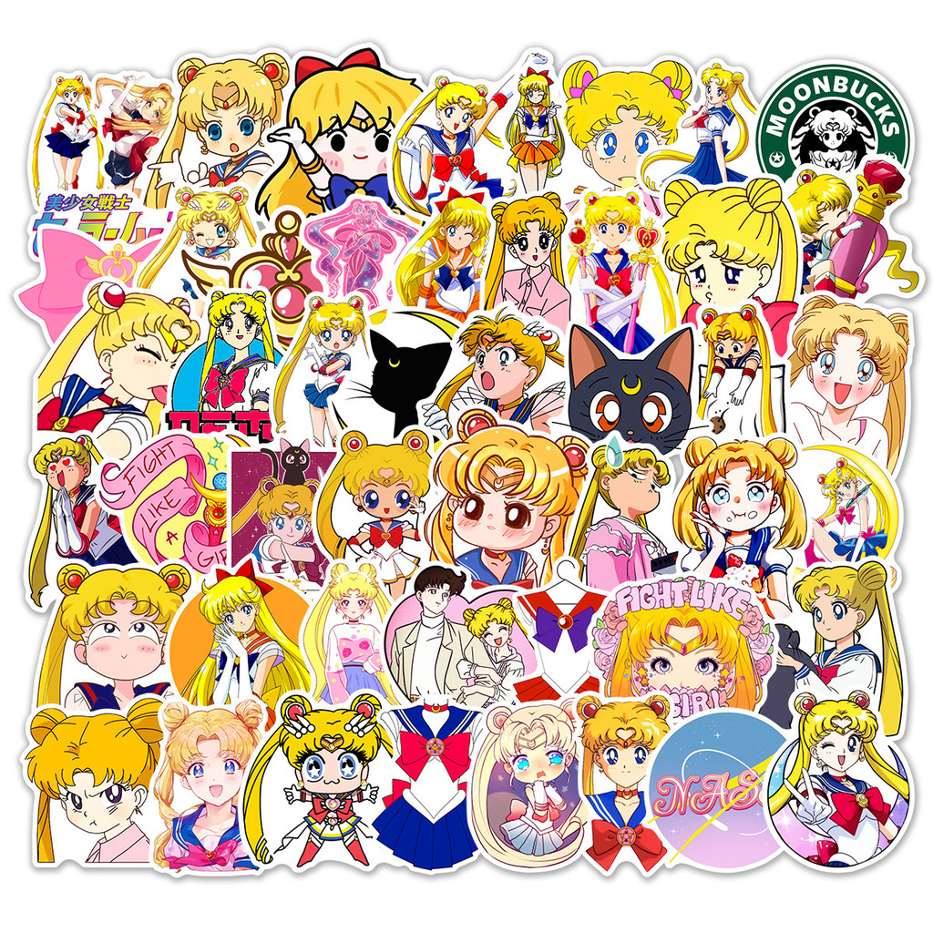 

50PCS Cartoon Kawaii Sailor Moon Stickers Anime Graffiti Sticker DIY Notebook Helmet Guitar Aesthetic Cute Girls Kids Decal Toy