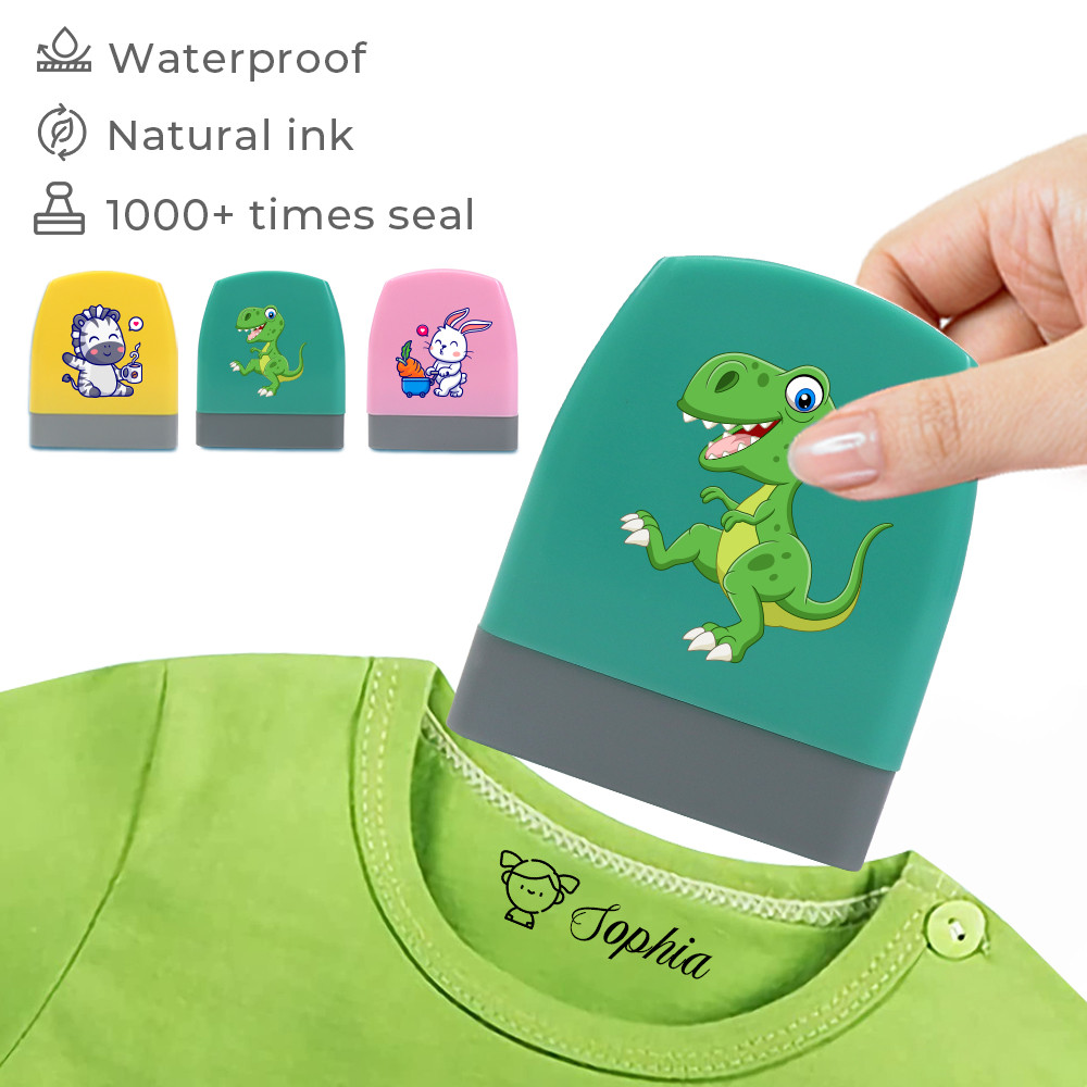 

Cartoon Dinosaur Custom Name Stamp For Clothing Personalise For Student Clothes Chapter Children's Kawaii Name Sticker gift