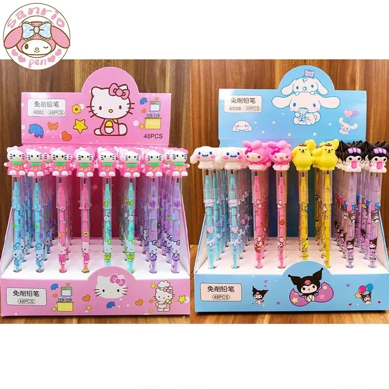 

Sanrio 48pcs Mechanical Pencil Cute Hello Kitty Cut-free Bullet Pencil Balck Student Stationery Primary School Wrirting Tools