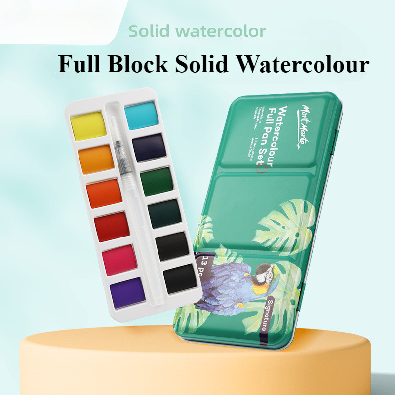 

12/72 Colors Portable White Solid Watercolor Paint Set High Concentration Transparent Pigments Long Lasting Compact Palette
