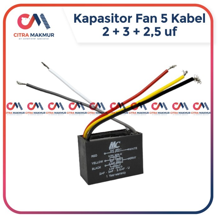 (FS) Kapasitor Fan Ceiling Capung 5 Kabel 2 + 3 + 2,5 uf Merk MC Capasitor