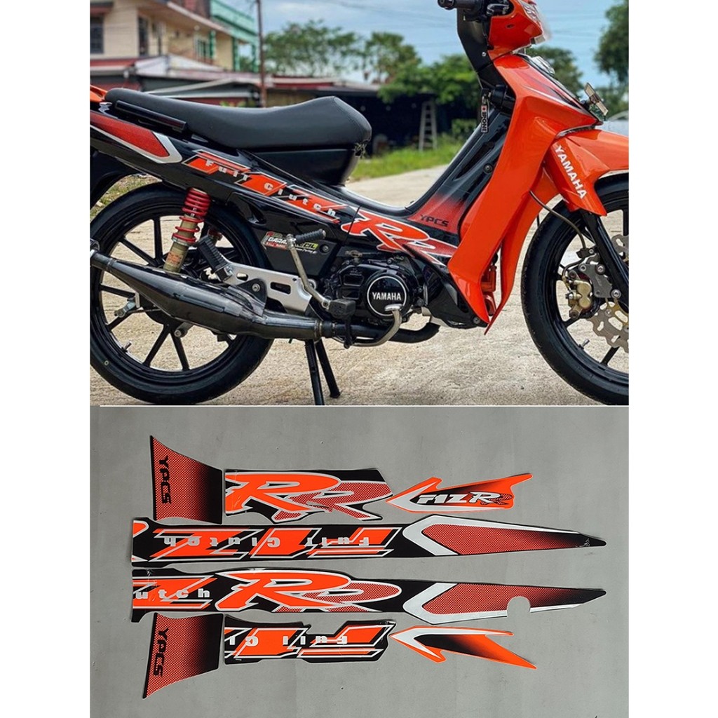 STRIPING STIKER STICKER LIS BODY MOTOR F1ZR 2002 OREN HITAM