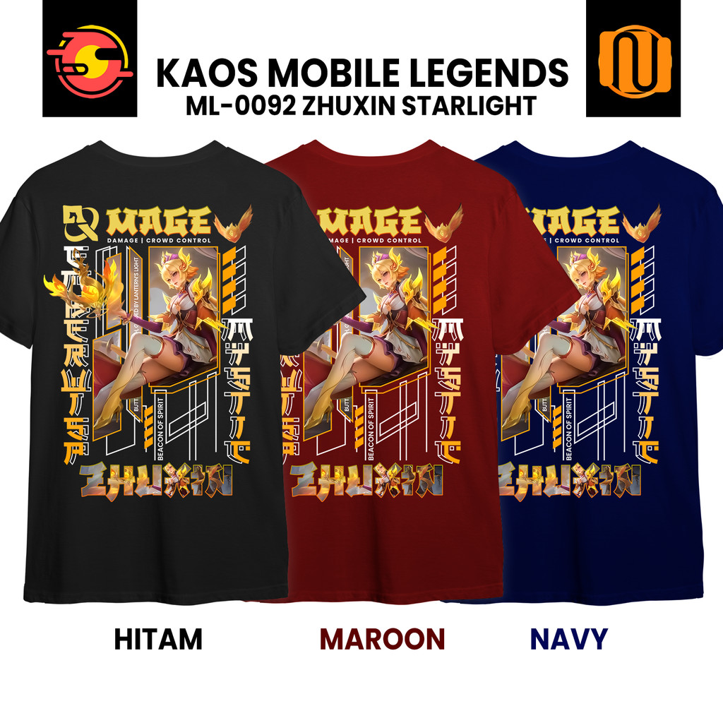 Kaos GUINEVERE LEGEND Skin Hero Mobile Legends Lengan Pendek Hitam Combed 30s ML MLBB Anak Dewasa