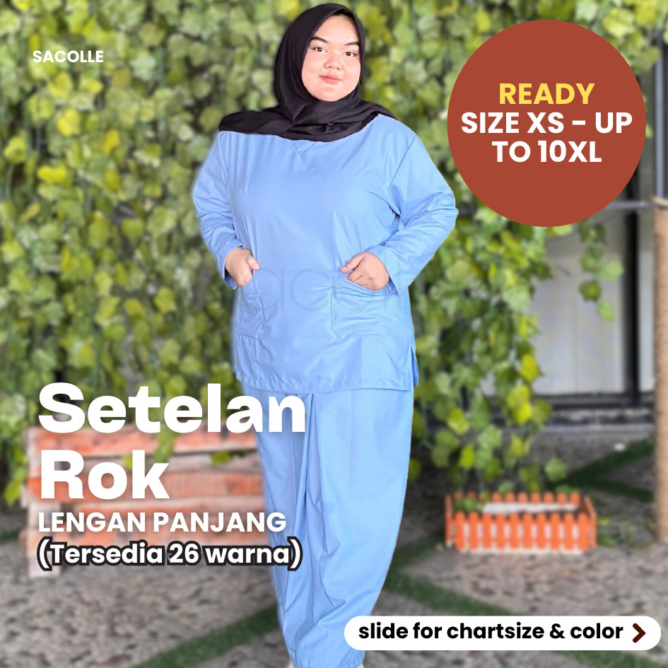 Baju Jaga Setelan ROK / Baju OKA OKA Scrub Dokter Perawat Medis / Lengan Panjang
