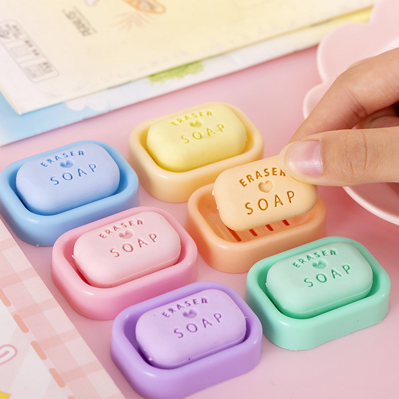 

New style Kawaii Eraser Simulation Soap Eraser Fun Stationery For Students Aesthetic Stationery Kawaii Products Back To School