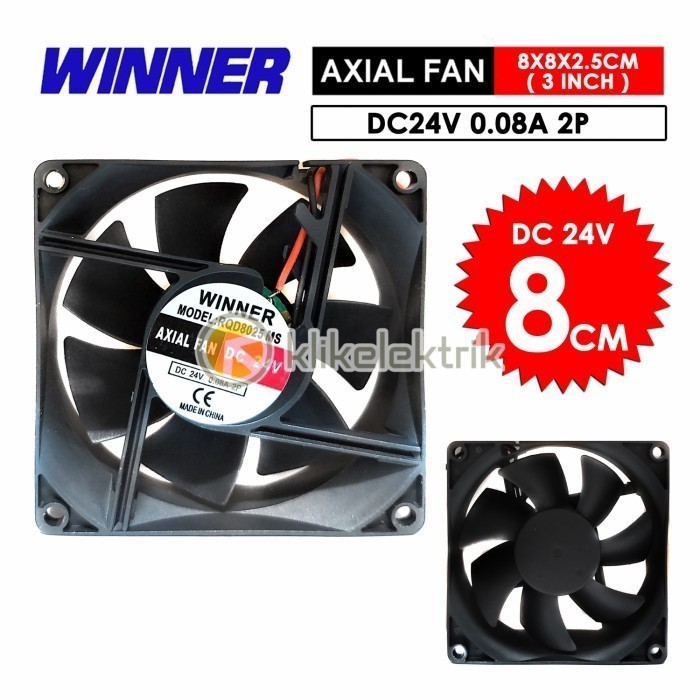 FAN DC 24V 0.08A 8CM WINNER KIPAS PENDINGIN 80X80X25MM COOLING FAN DC
