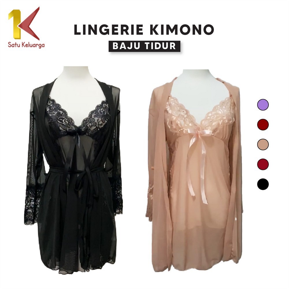 PROMO GILA Satukeluarga Surabaya Lingerie Set P408 Baju Tidur Sexy Wanita Dewasa Set Lingerie Kimono
