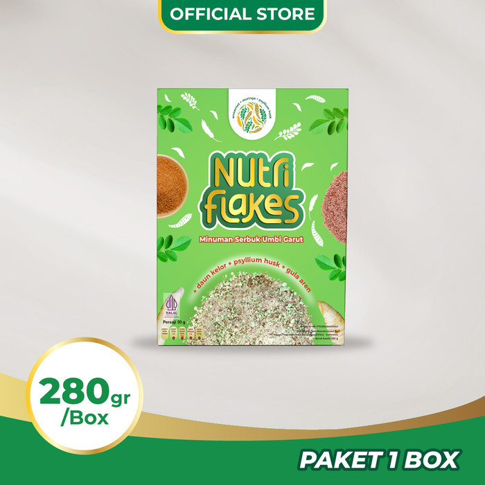 

NUTRIFLAKES SEREAL UMBI GARUT WITH PSYILIUM HUSK & KELOR 1 BOX 280gr - 1 Box