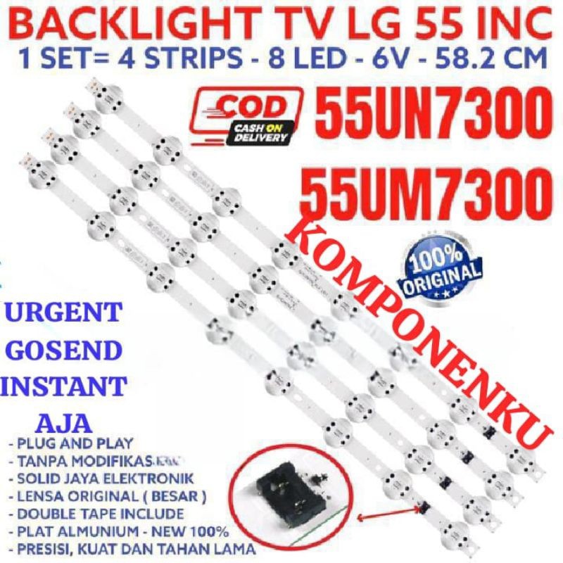 BACKLIGHT TV LG 55 INC 55UM7300 55UN7300 55UM 55UN LAMPU BL 8K 6V KODOK LENSA BESAR 8LED 8 KANCING 6