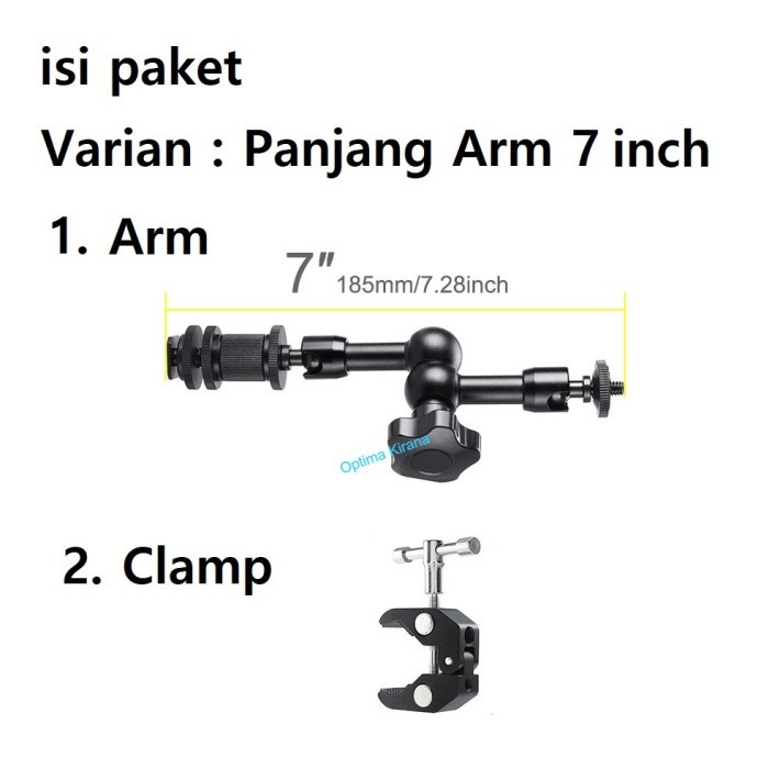 ARTICULATING MAGIC ARM SUPER CLAMP CAMERA DSLR FLASH LED LCD HOT SHOE - Long Arm 7 inch