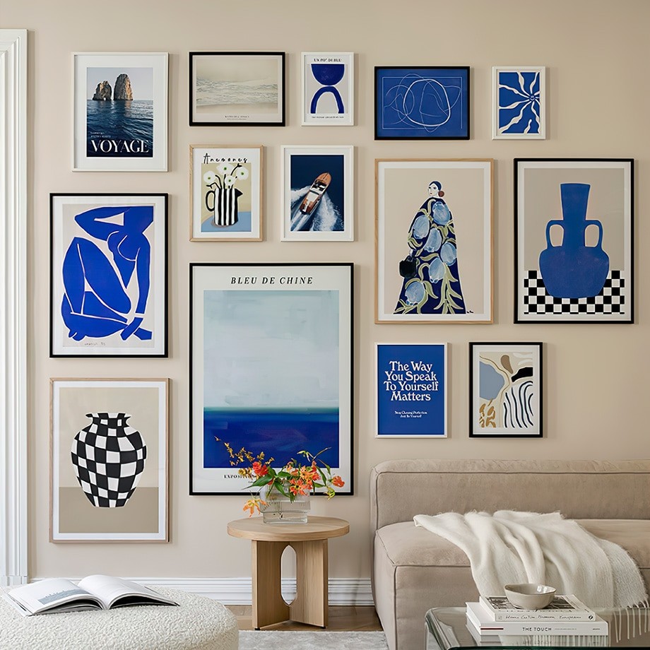 

Abstract Blue Stripes Ocean Matisse Girl Flower Vase Wall Art Canvas Painting Posters And Prints Pictures For Living Room Decor
