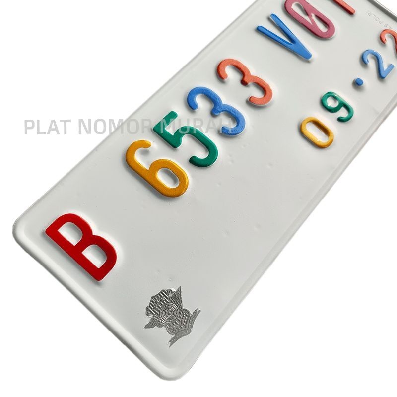 plat nomor motor putih angka variasi warna warni buat baru berlogo