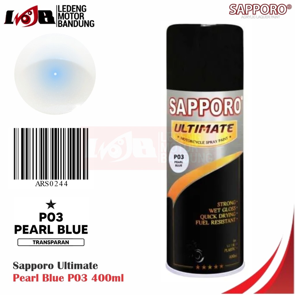 

Sapporo Ultimate Pearl Blue P03 Transparan Cat Semprot Mutiara Pilok Metal Plastik Aerosol Spray