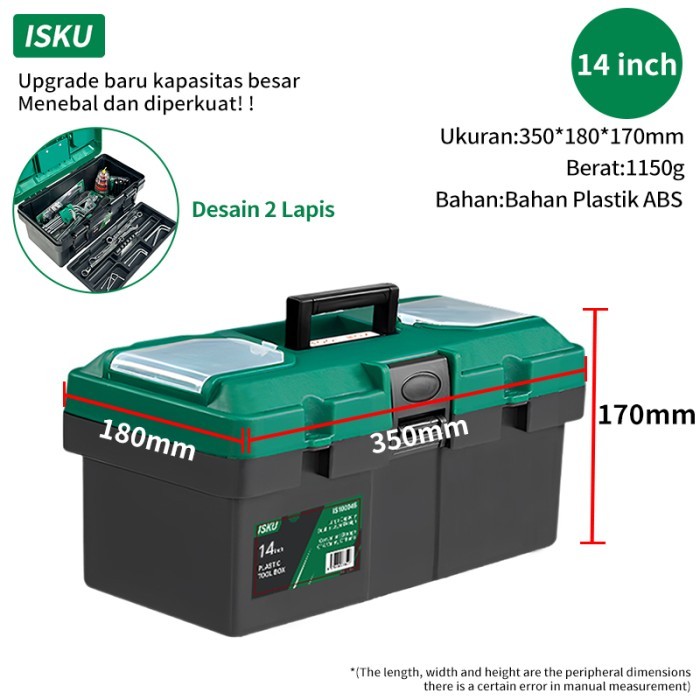 

ISKU Tool box besar plastik 15 18 20 inch toolbox kotak perkakas box - plastik 14 inch
