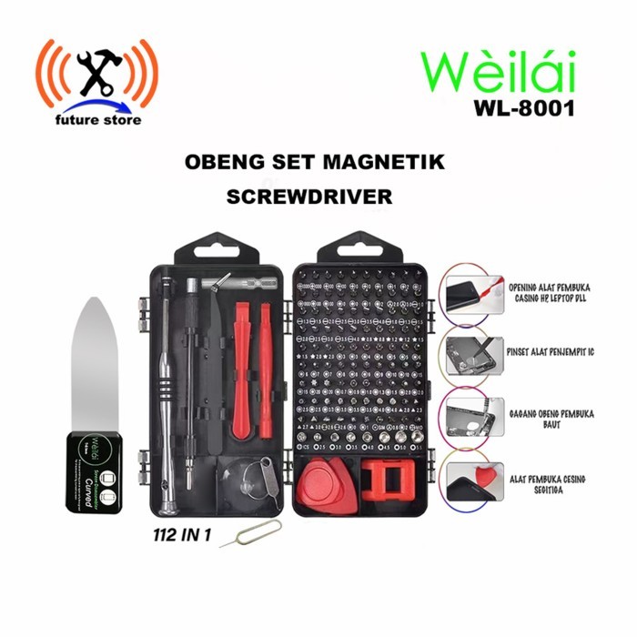 

Weilai Wi-8001 Obeng set Magnetik Screwdriver Univesal Set 112 IN 1