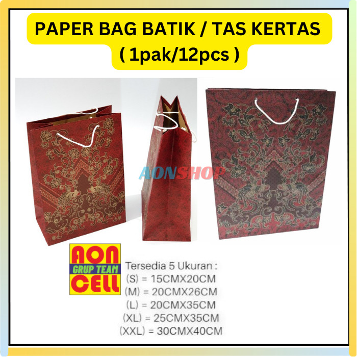 

[AS] Paper bag Batik Perpack isi 12 Buah Tas Kertas isi 12 pcs 1 lusin