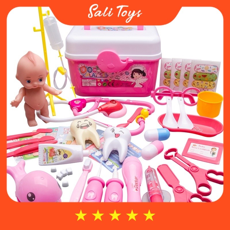 Mainan Anak LucuMainan Dokter-Dokteran Anak Perempuan 38-53Pcs Mainan Simulasi Dokter Koper Set Dokt