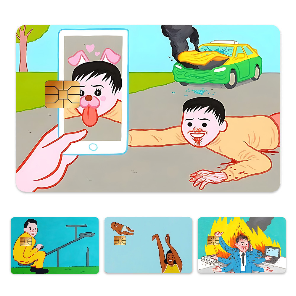

J-Joan-C-Cornella Art Stickers Cartoon Decorative Small Waterproof Chip 4PCS Card Sticker New Anti-Scratch