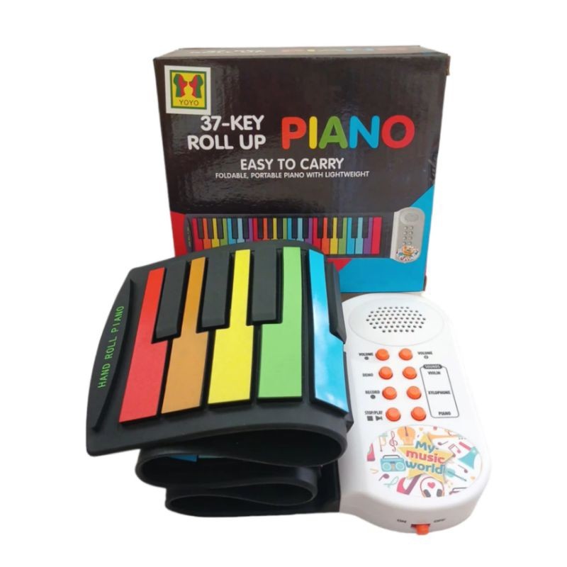 Mainan anak alat musik roll up piano electronic 37 key piano gulung