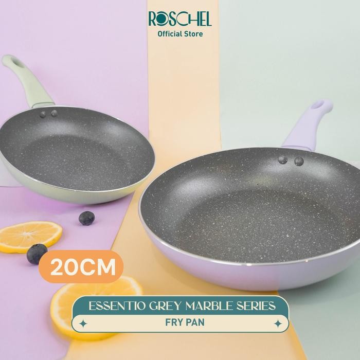 Roschel Essentio Marble Non-Stick Frypan 20 cm Panci Wajan Penggorengan Fry Pan Anti Lengket - 18 cm