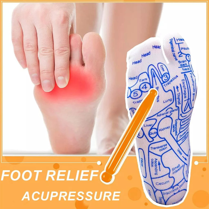【New Arrivals】1pasang Kaos Kaki dan 2 Alat Pijat Terapi Pijit Akupuntur Pijet Refleksi Foot Massage 