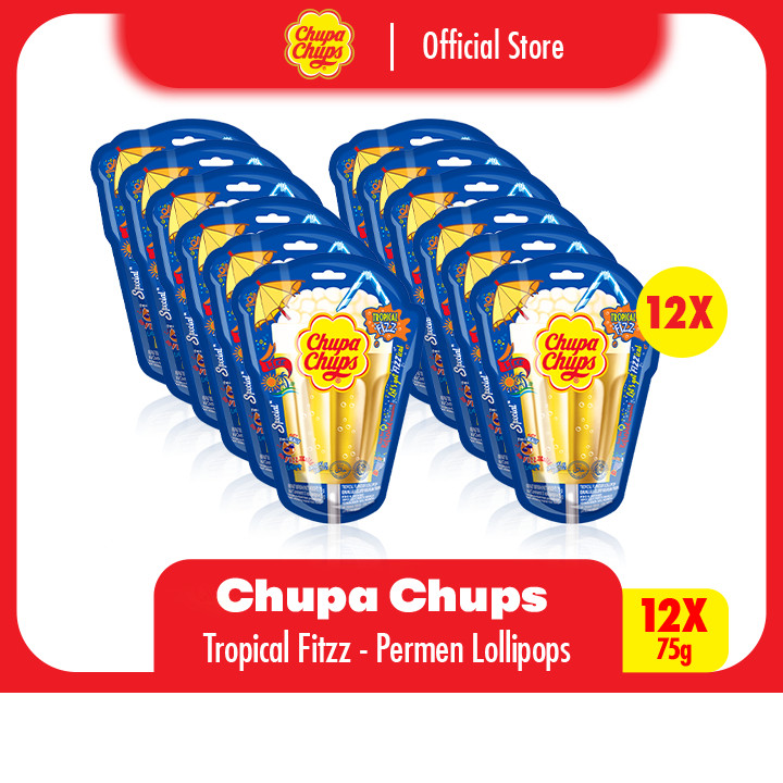 

Chupa Chups Lollipops 3D Tropical Fizz - Permen Lolipop Rasa Buah (1 Ctn)