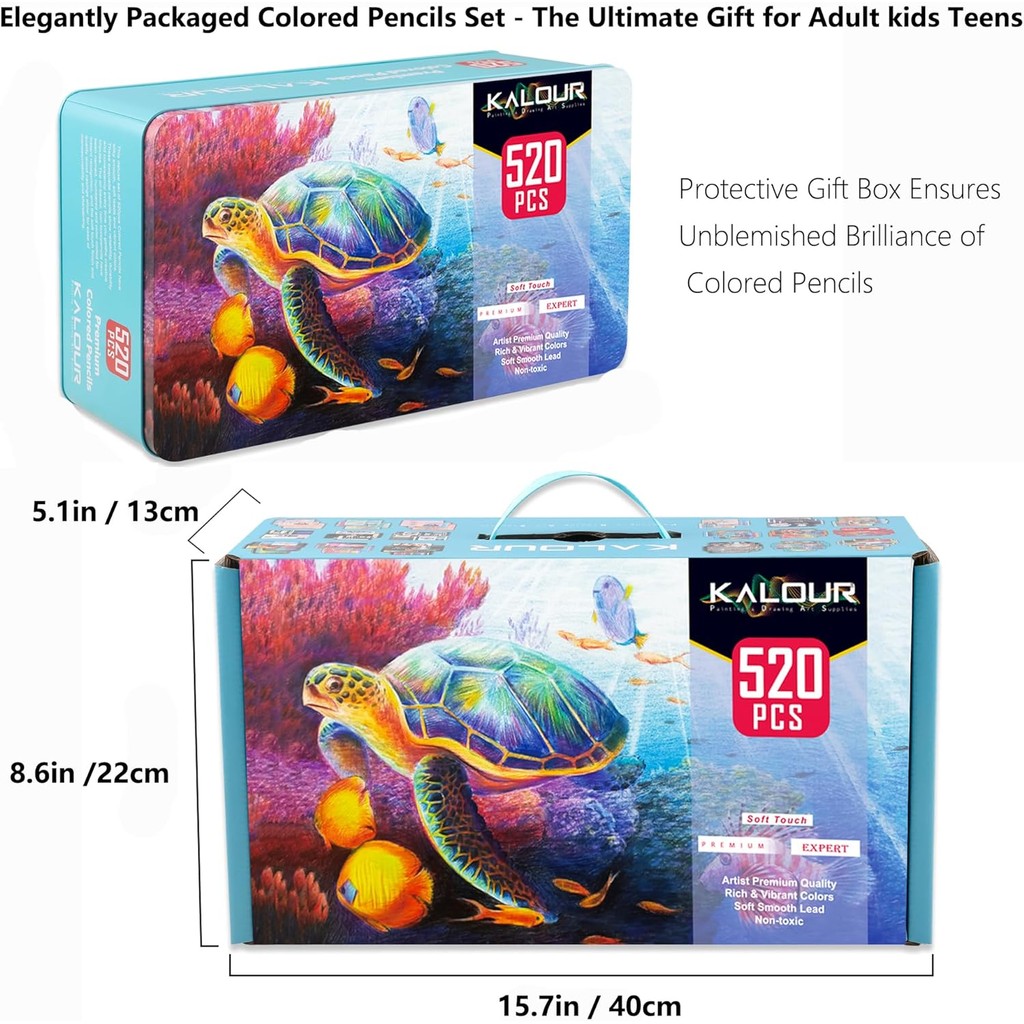 

KALOUR Colored Pencils Set of 520 Colors Artists Soft Core with Vibrant Color Ideal for Drawing Sketching Shading Pencils