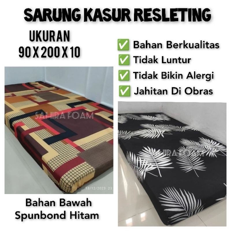 Sarung Kasur Busa Resleting Ukuran 90x200x10 Cm. Bahan Lembut Tidak Luntur & Anti Alergi