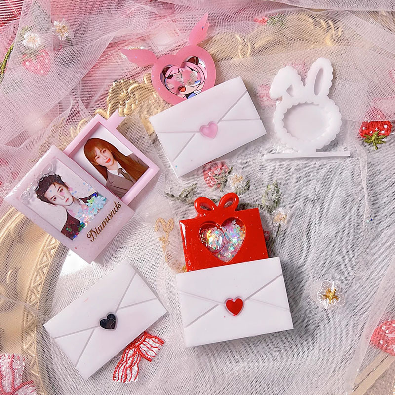 

DIY Epoxy Resin Mold Book Diary Pull-out Cards Shaker Mold Rabbit Ear Gift Box Love Letter Mold