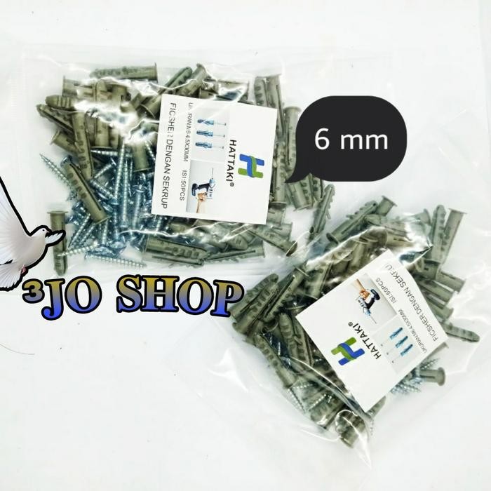 Fisher Dan sekrup 6mm/fisher + baut 1set HATAKI/SENGWEI Isi 50 pcs 8mm