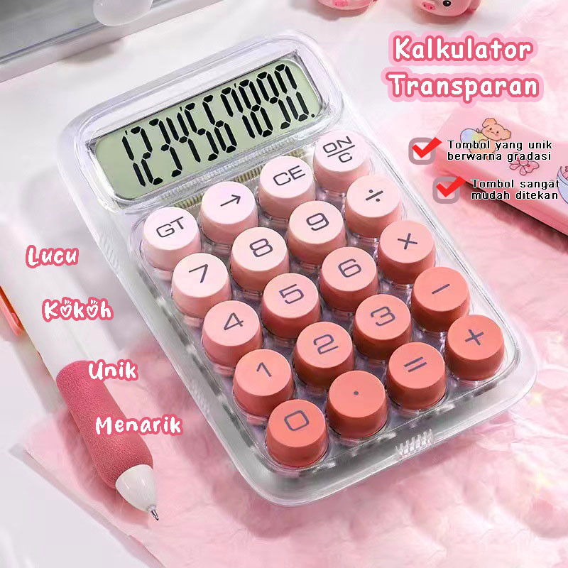 

DEXIN BST Kalkulator Dopamin Aesthetic Gradien Transparan Lucu/ Kalkulator 12 Digit Check & Correct