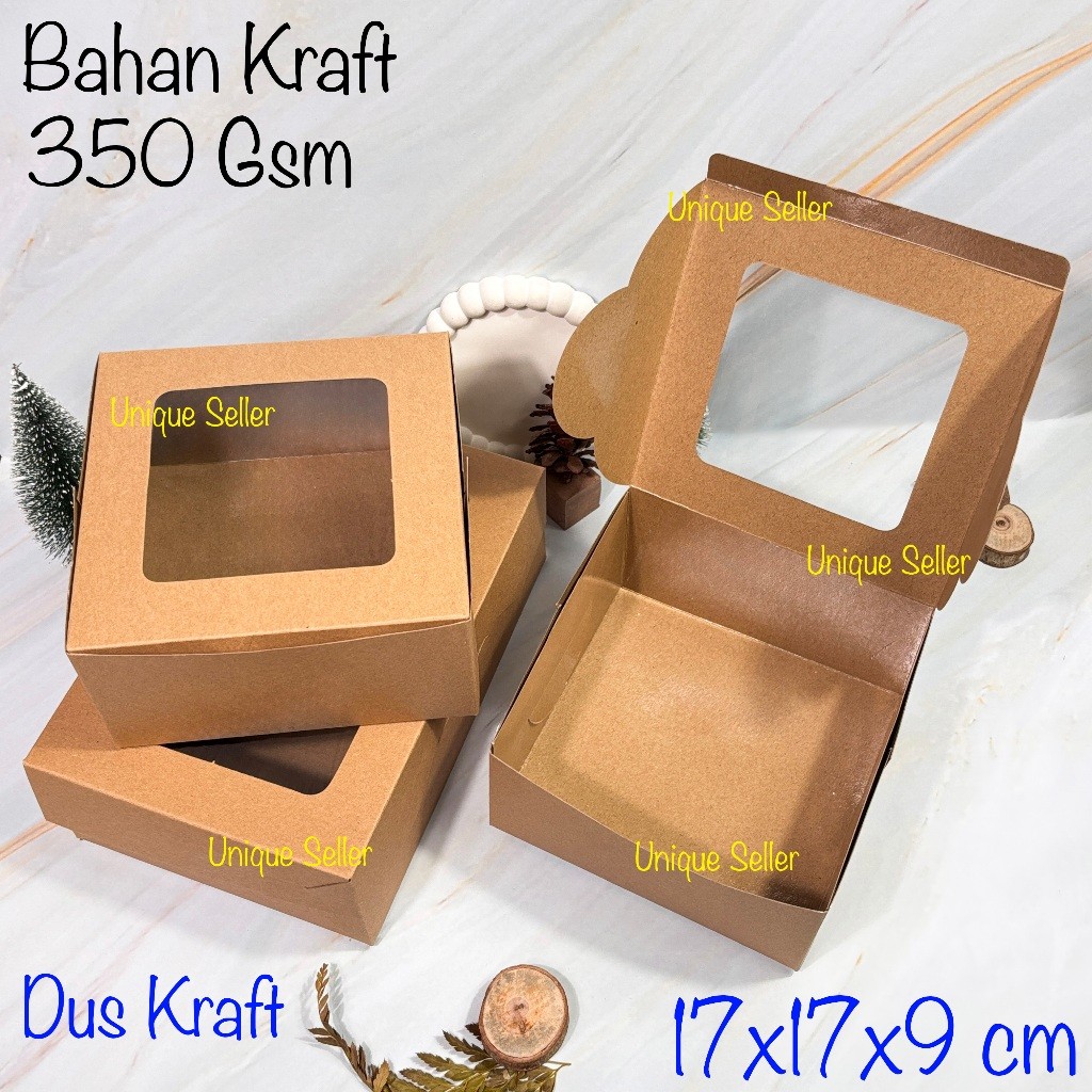 

Dus Box Kue Roti Snack Jajan 17x17x9 cm KRAFT Coklat / Dus Cupcake isi 4 Tanpa Sekat 4 Kraft Muffin