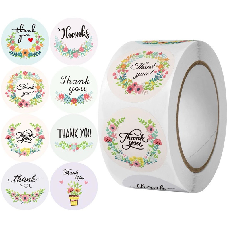 

Sticker Label Thank You 500 Pcs Roll / Stiker Ucapan Terima Kasih Segel Packing Motif Lucu Aesthetic