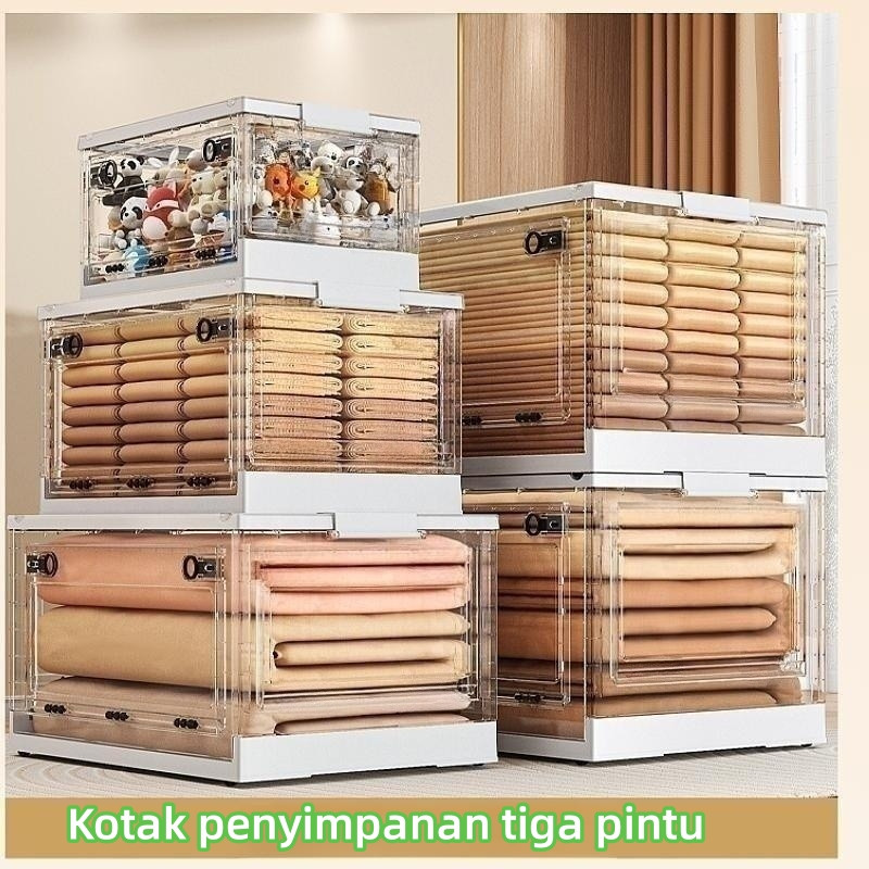Storage Box Lipat  Transparan kotak plastik kotak penyimpanan plastik Kapasitas ekstra besar kontain