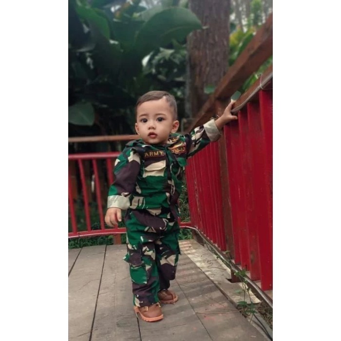 Terlaris ✨ -Seragam Setelan TNI angkatan Darat Anak Tk usia 2-12 tahun - TNI AD BARET, S