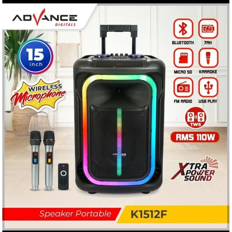 Advance Speaker Bluetooth 15 inch K1512 F K1512 E K1512 J K 1212E FREE Mic 2