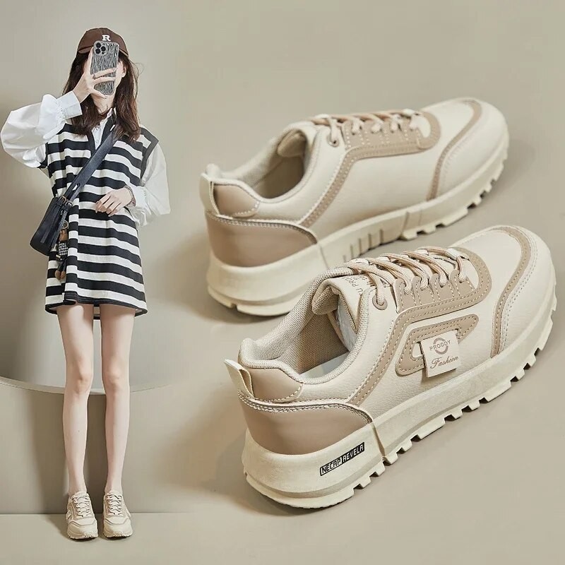 Sepatu olahraga Golf wanita warna krem, sepatu olahraga Golf nyaman musim semi, sepatu latihan Golf 