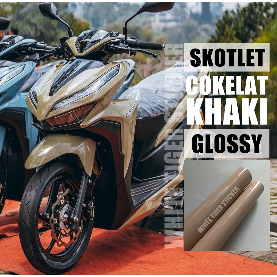 SKOTLET STIKER MOTOR COKLAT MUDA GLOSSY SKOTLET BROWN GLOSY STIKER COKLAT GLOSY SCOTLITE COKLAT HARG