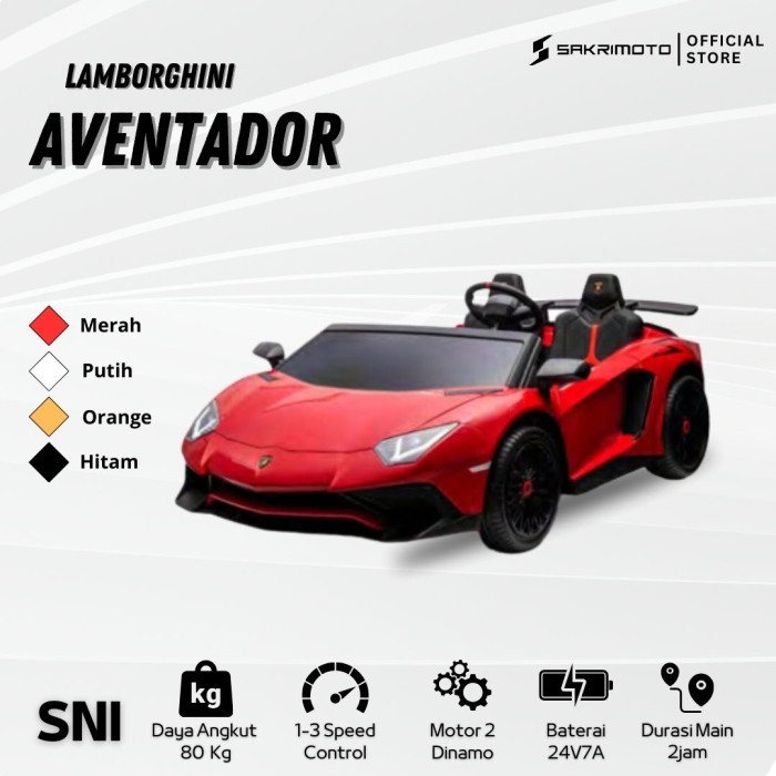mobil aki mainan LAMBORGHINI Aventador 24v anak bisa dikendarai 033c JUMBO Brushless MOTOR