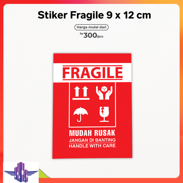 

Stciker Fragile Merah 9 x 12 cm