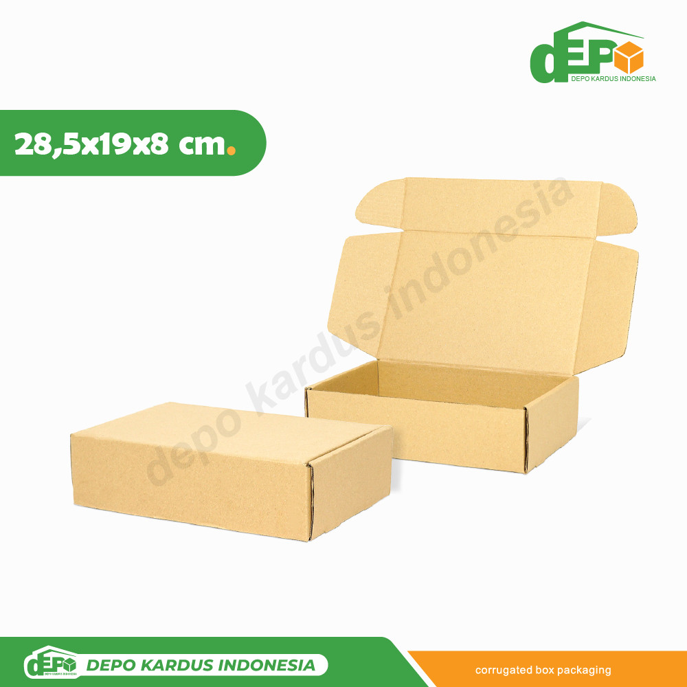 

Box 28,5x19x8 (KCI) Kotak/Kemasan/Kardus/Packaging/Hampers/Box/Slip/karduskemasan/MailerBox/Tinggi8