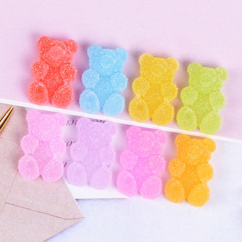 

50pcs/Lot Fashion Cute Resin Soft Gummy Sugar Bear Pendant Flatback Charms For Woman Girls Cartoon Jewelry Findings DIY Earring