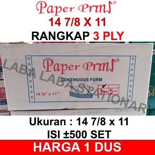 

KERTAS CONTINUOUS FORM 3 PLY 14 7/8 X 11 SJ PAPER PRINT A4 / RANGKAP UKURAN B3