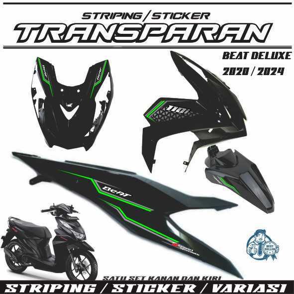 STICKER STRIPING TRANSPARAN MOTOR HONDA BEAT DELUXE/STREET 2020/2021 MOTIF SIMPLE TERBARU H1 POLET M