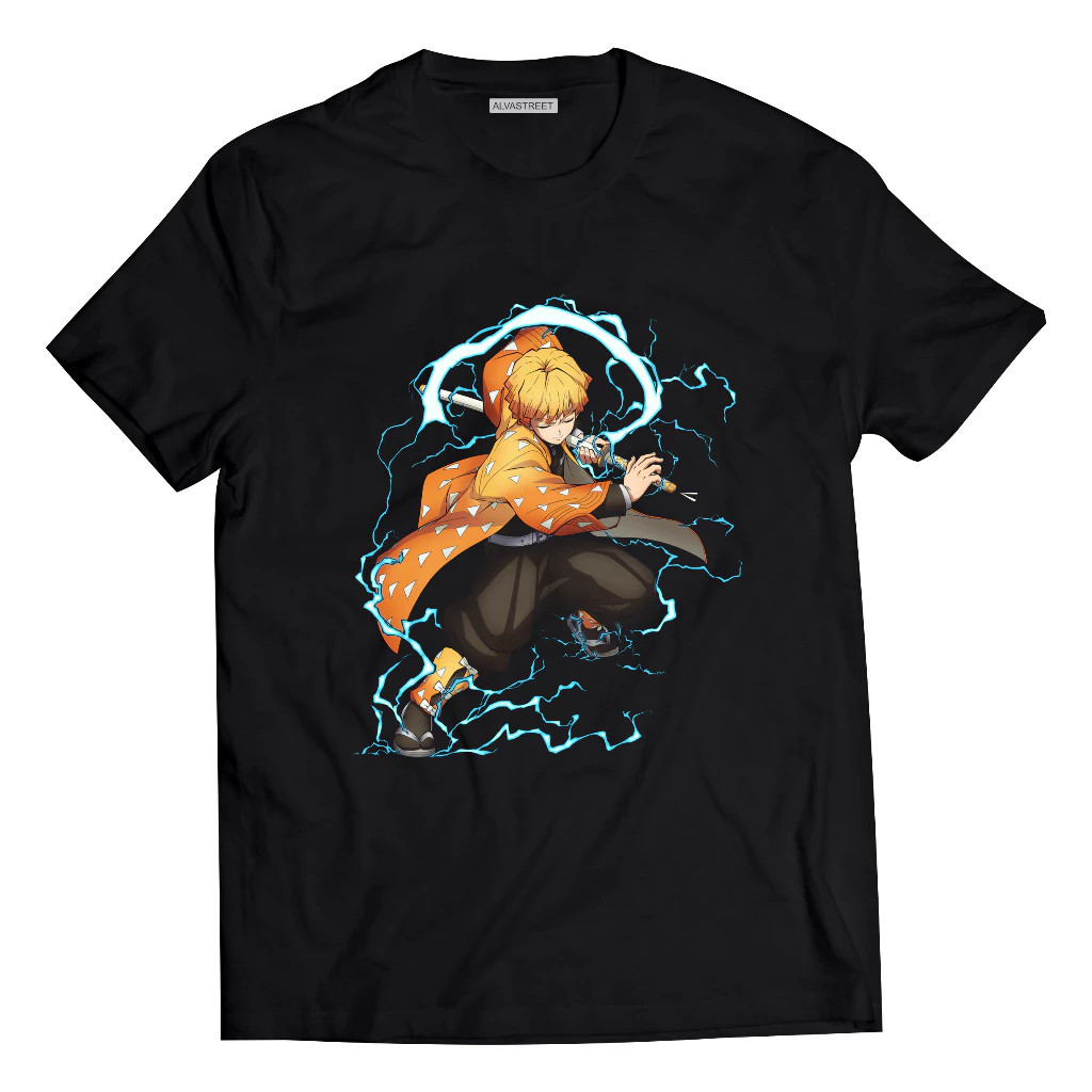 Kaos anime Chaos Zenitsu Agatsuma DEMON SLAYER 01 Baju Anime T-Shirt Anime Chaos Anime Streetwear Ch