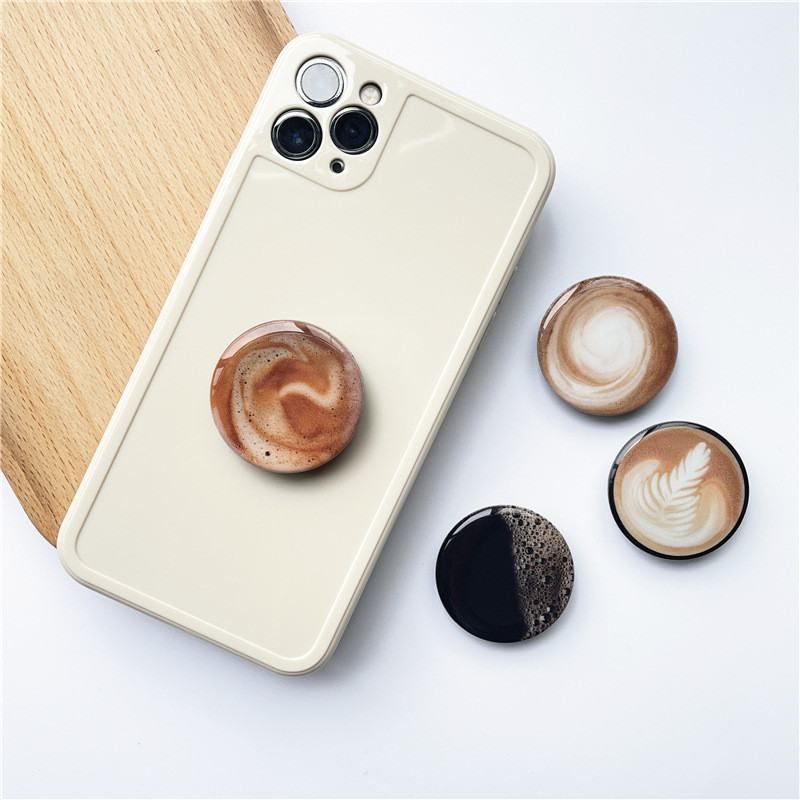 Retro Coffee Universal Folding Mobile Phone Grip Holder Socket Pocket Support for IPones Finger Ring