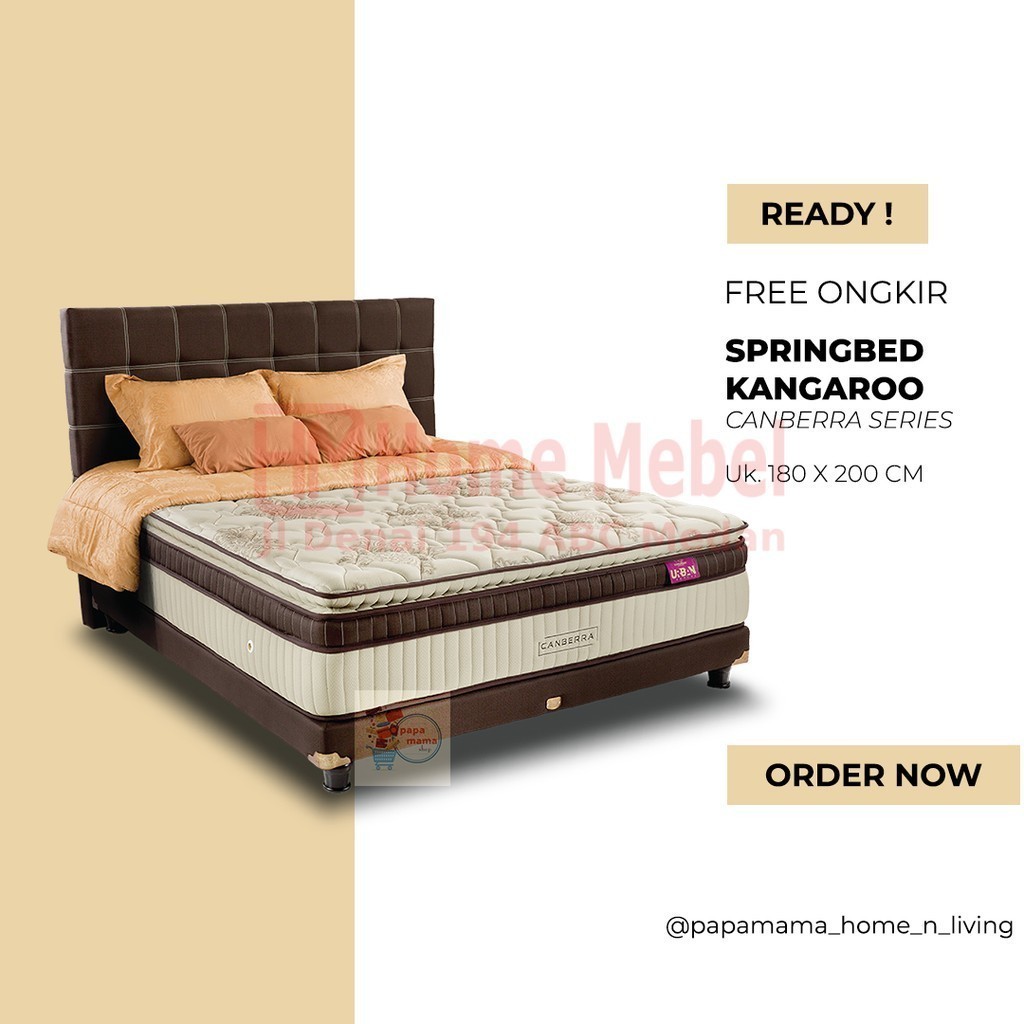 PROMO TERMURAH Kangaroo SpringBed Canberra - Mattress Only dan Fullset Divan & Sandaran Original - M