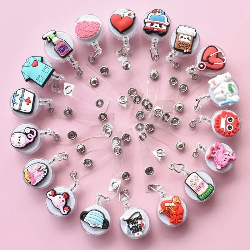 

1PC Cartoon Retractable Pull Badge Reel ID Lanyard Name Tag Card Badge Holder Reels Doctor Nurse Supplies Credential Holder