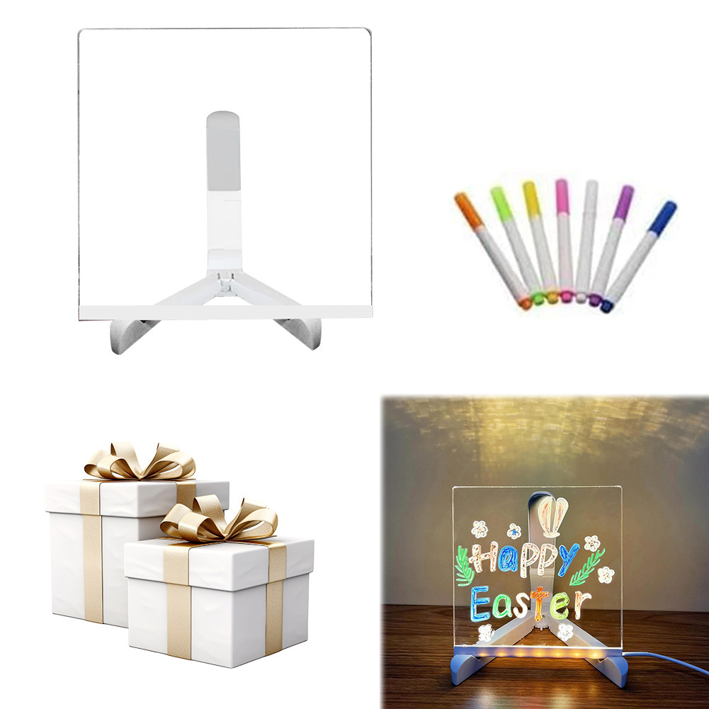 

Light Up Dry Erase Board with Light with 7 Color Pens LED Letter Message Board Acrylic Drawing Board for Office School Home